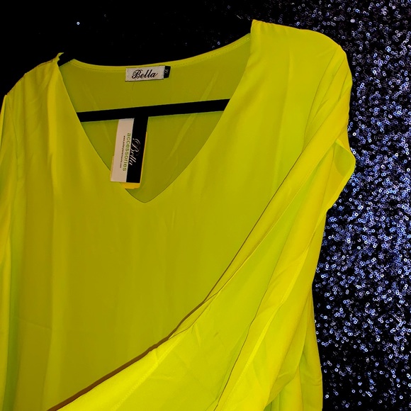 Neon cocktail Asymmetrical dress - Picture 2 of 5